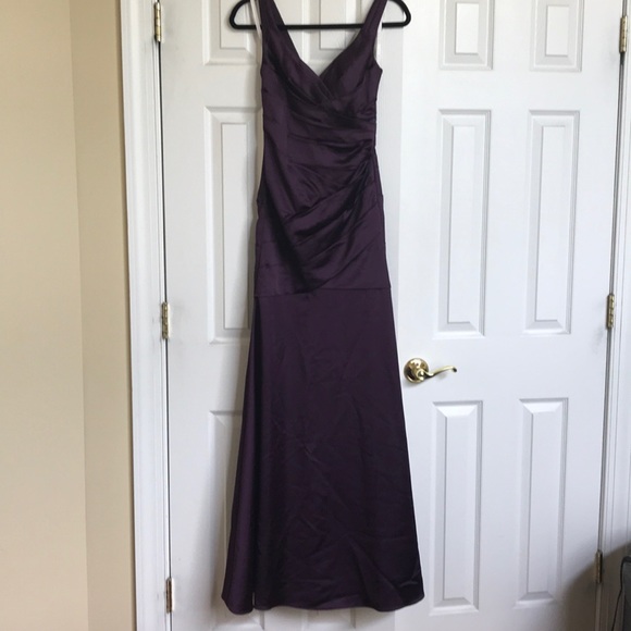 David’s Bridal Plum Floor Length Gown - Picture 1 of 10